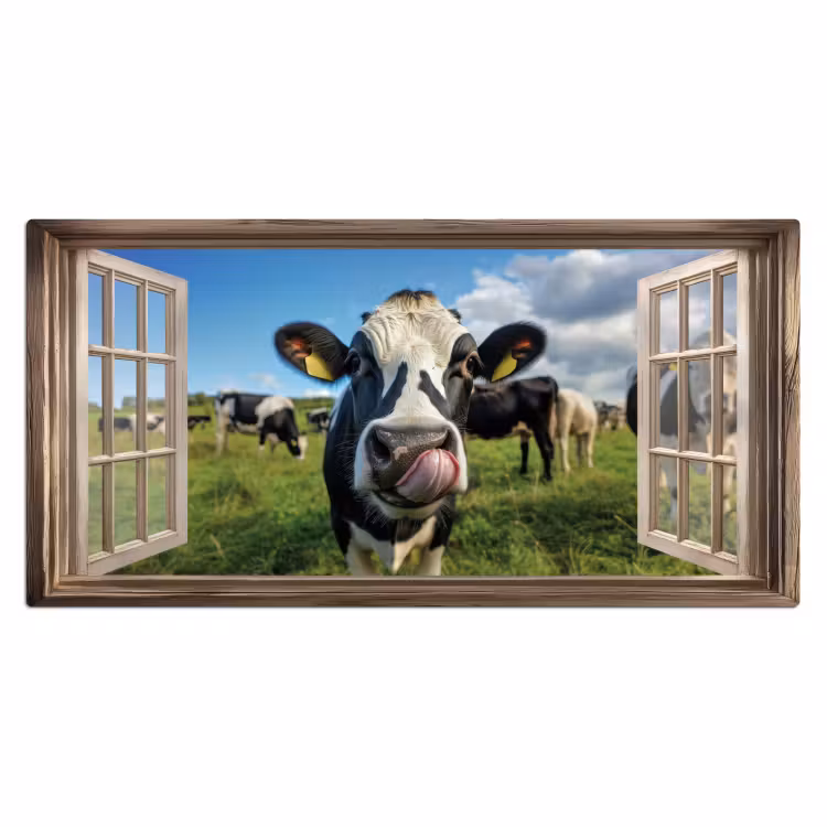 Bureau onderlegger - Doorkijk - Koe - Weiland - Dieren - Natuur — 1