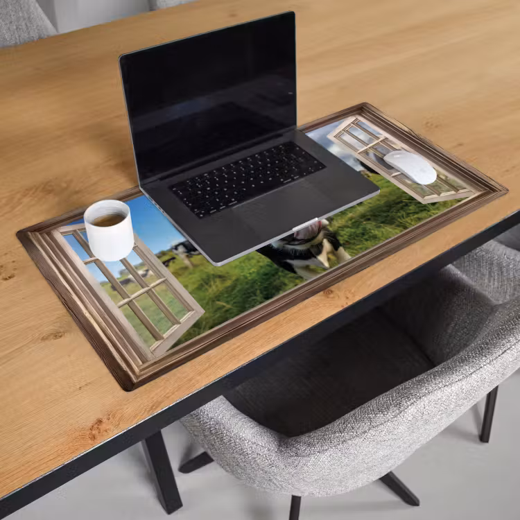 Bureau onderlegger - Doorkijk - Koe - Weiland - Dieren - Natuur — 2