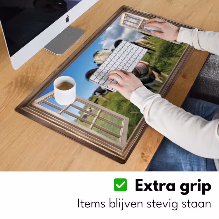 Bureau onderlegger - Doorkijk - Koe - Weiland - Dieren - Natuur — 5