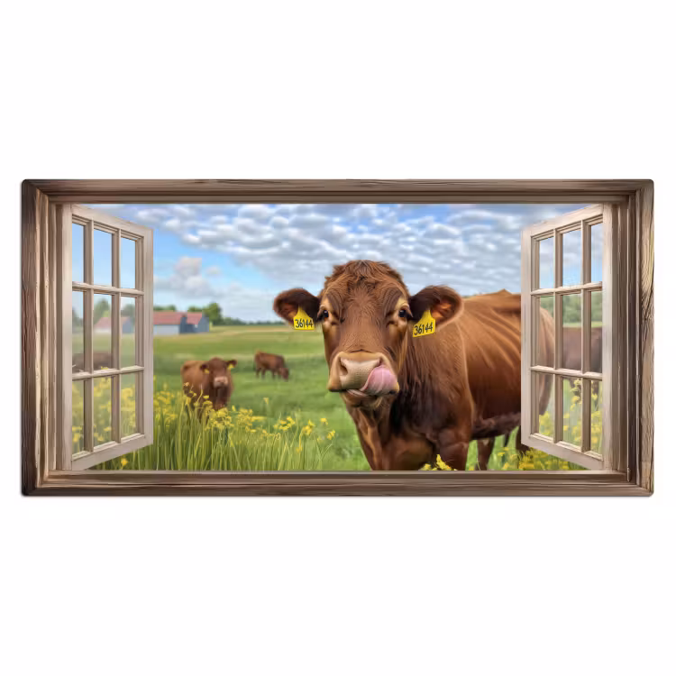 Bureau onderlegger - Doorkijk - Koe - Weiland - Landschap - Dieren — 1