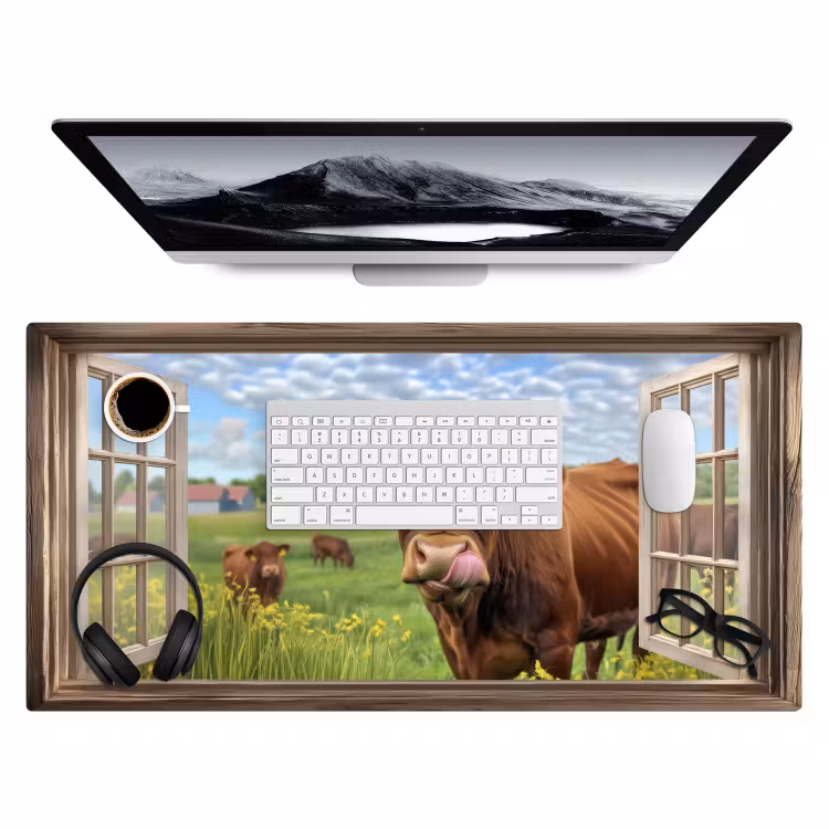Bureau onderlegger - Doorkijk - Koe - Weiland - Landschap - Dieren — 3