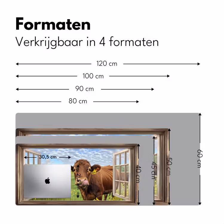 Bureau onderlegger - Doorkijk - Koe - Weiland - Landschap - Dieren — 7