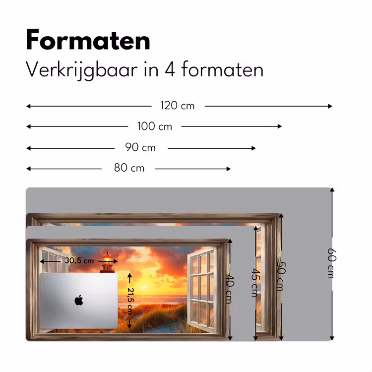 Bureau onderlegger - Doorkijk - Raam - Vuurtoren - Zonsondergang - Strand — 7
