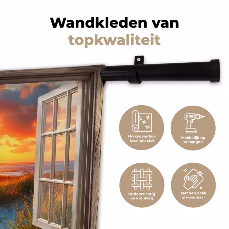 Wandkleed - Doorkijk - Raam - Vuurtoren - Zonsondergang - Strand — 3