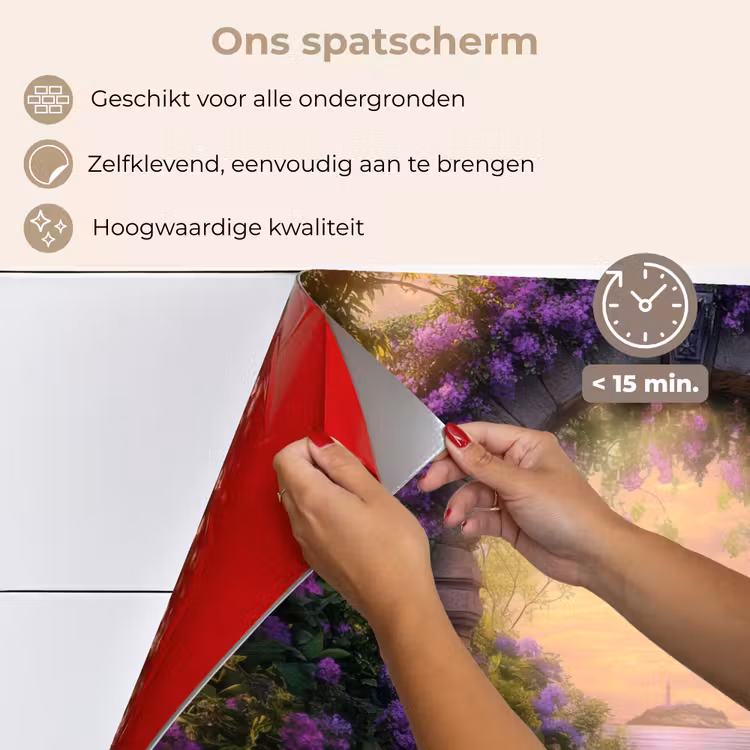 Spatscherm keuken - Poort - Paars - Bloemen — 4