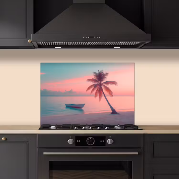 Spatscherm keuken - Zee - Boot - Zonsondergang — 2