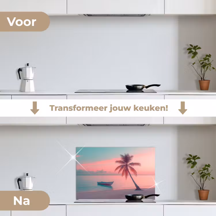 Spatscherm keuken - Zee - Boot - Zonsondergang — 3