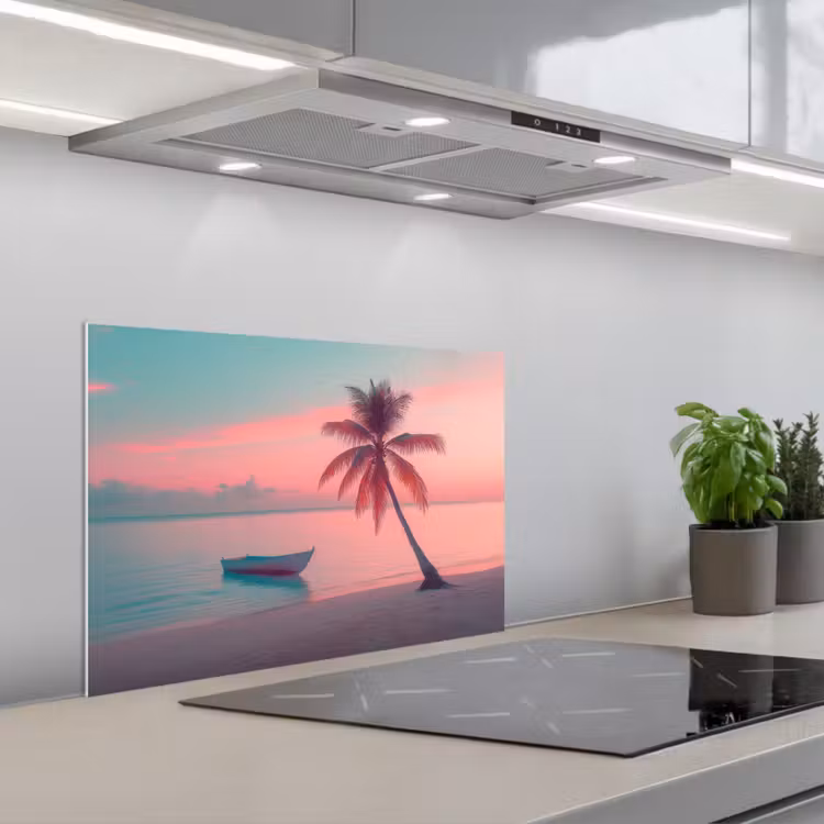 Spatscherm keuken - Zee - Boot - Zonsondergang — 5