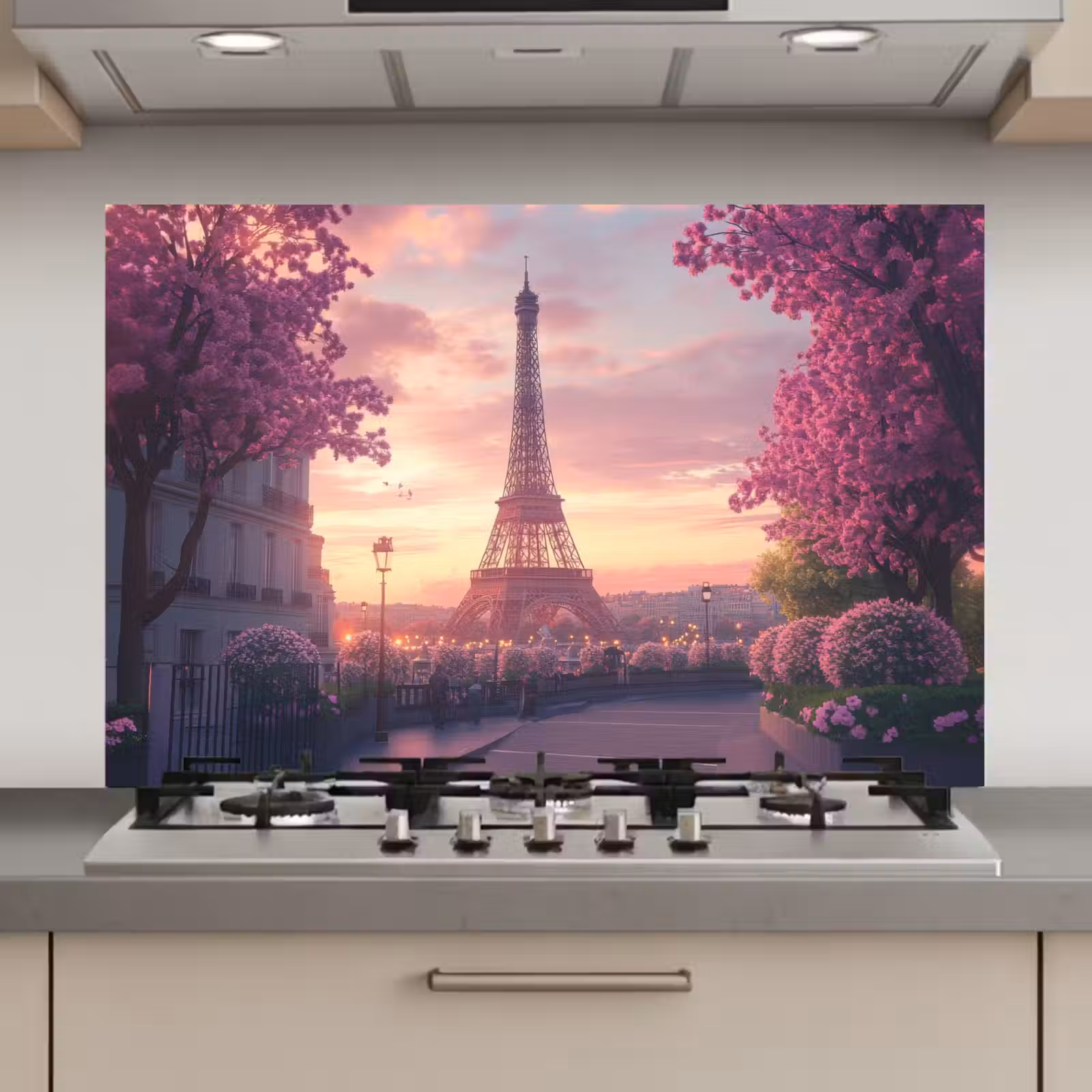 Spatscherm keuken - Eiffeltoren - Parijs - Roze — 1