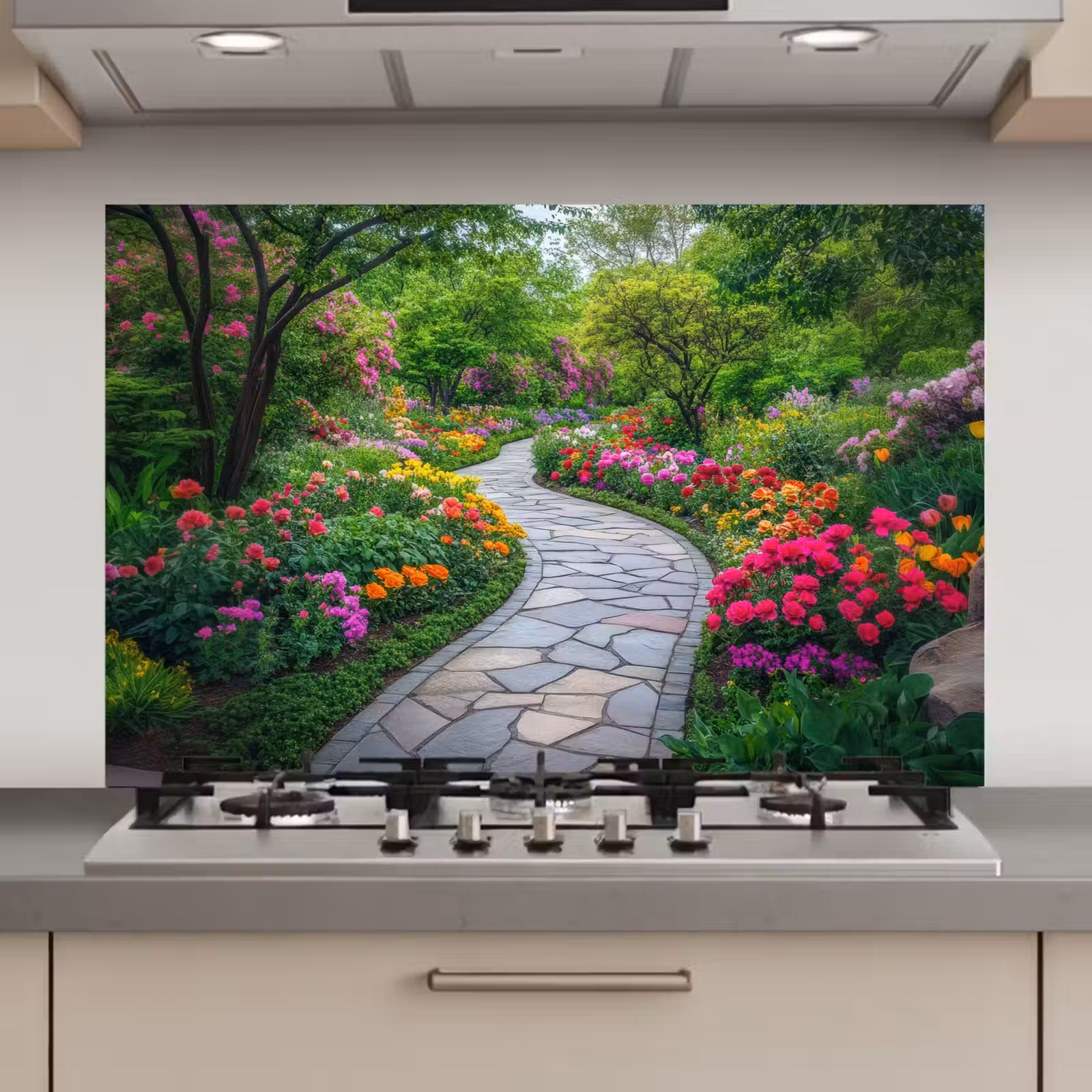 Spatscherm keuken - Park - Bloemen - Tuin — 1