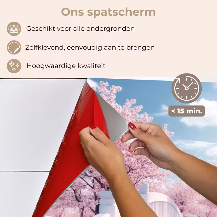 Spatscherm keuken - Brug - Kersenbomen - Wit — 4