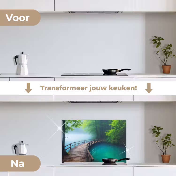 Spatscherm keuken - Brug - Water - Rivier - Bos — 3
