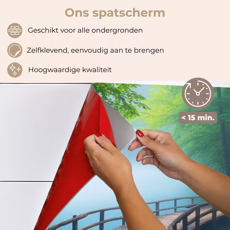 Spatscherm keuken - Brug - Water - Rivier - Bos — 4