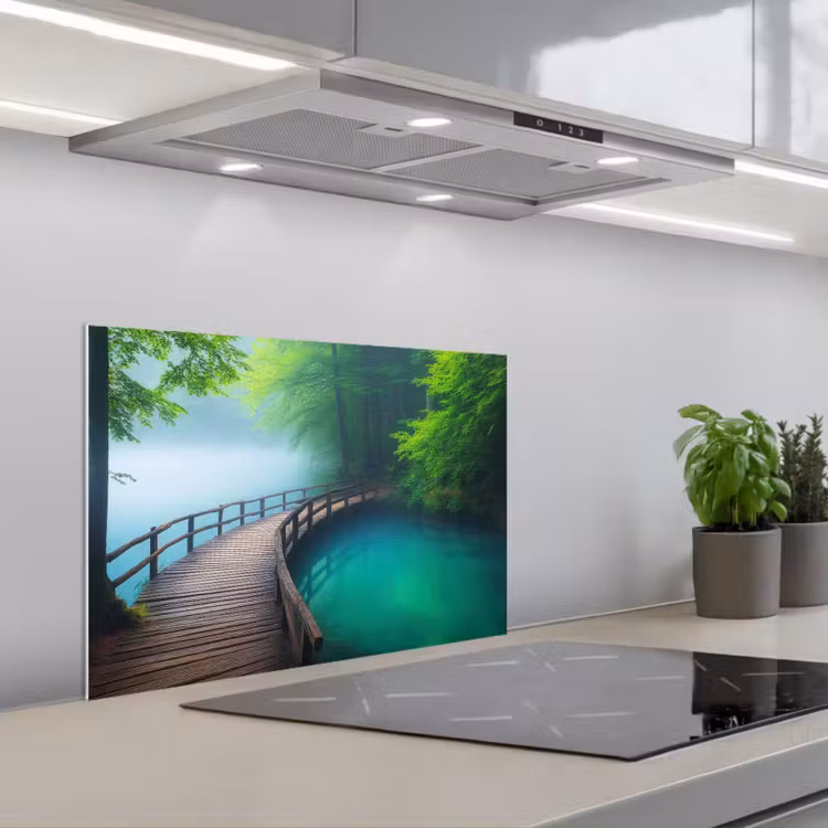 Spatscherm keuken - Brug - Water - Rivier - Bos — 5