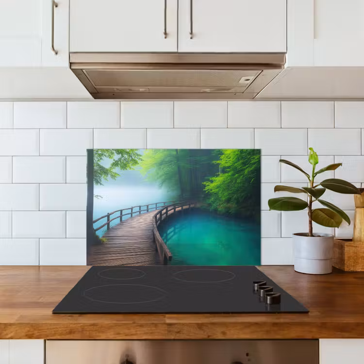 Spatscherm keuken - Brug - Water - Rivier - Bos — 6