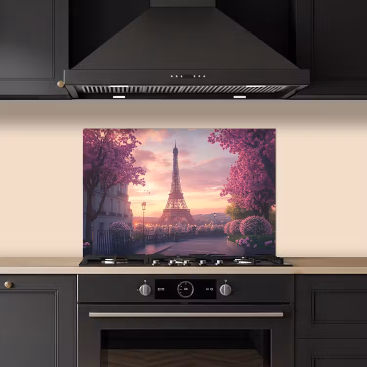Spatscherm keuken - Eiffeltoren - Parijs - Roze — 2