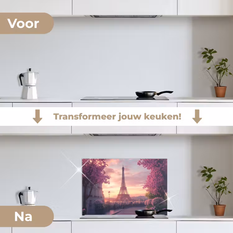Spatscherm keuken - Eiffeltoren - Parijs - Roze — 3
