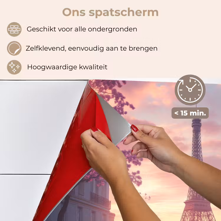Spatscherm keuken - Eiffeltoren - Parijs - Roze — 4