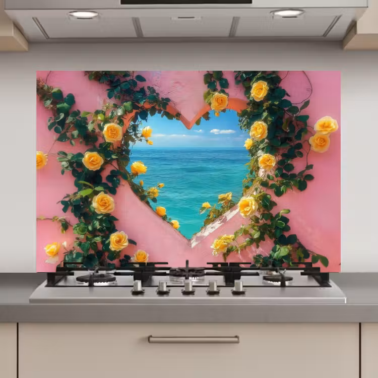 Spatscherm keuken - Hart - Zee - Muur — 1