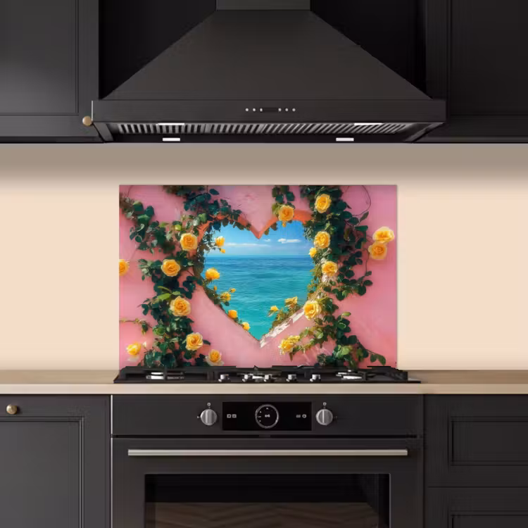 Spatscherm keuken - Hart - Zee - Muur — 2
