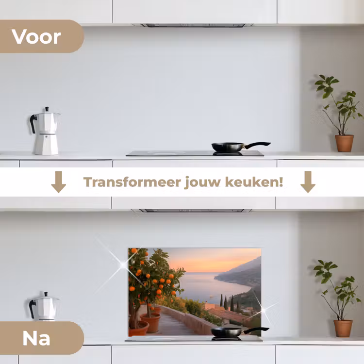 Spatscherm keuken - Middelandse zee - Sinaasappel - Heuvels - Zee — 3