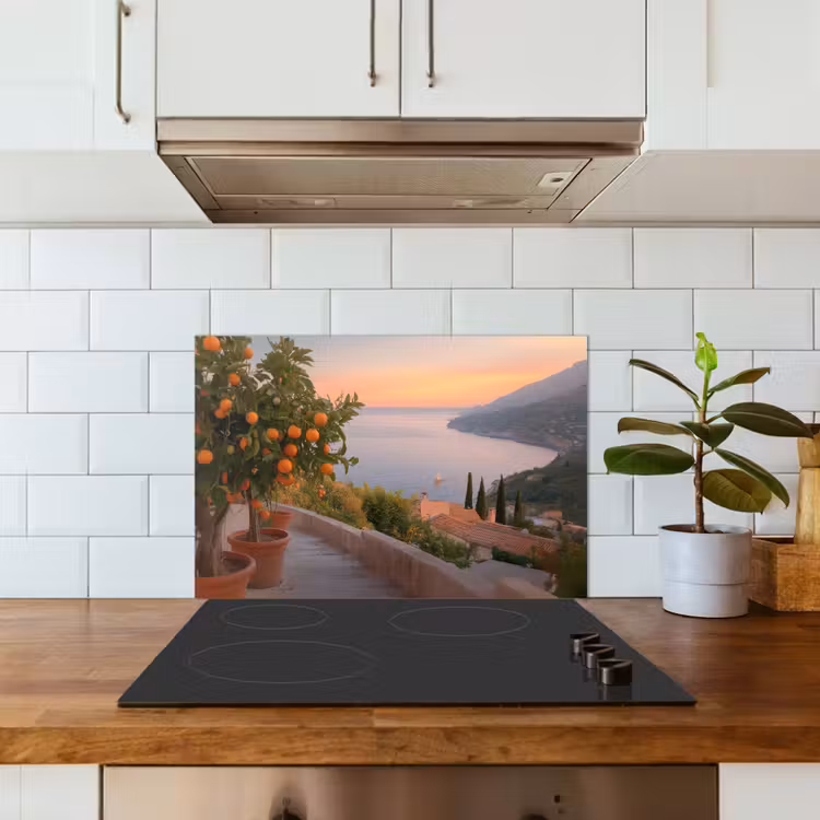 Spatscherm keuken - Middelandse zee - Sinaasappel - Heuvels - Zee — 6