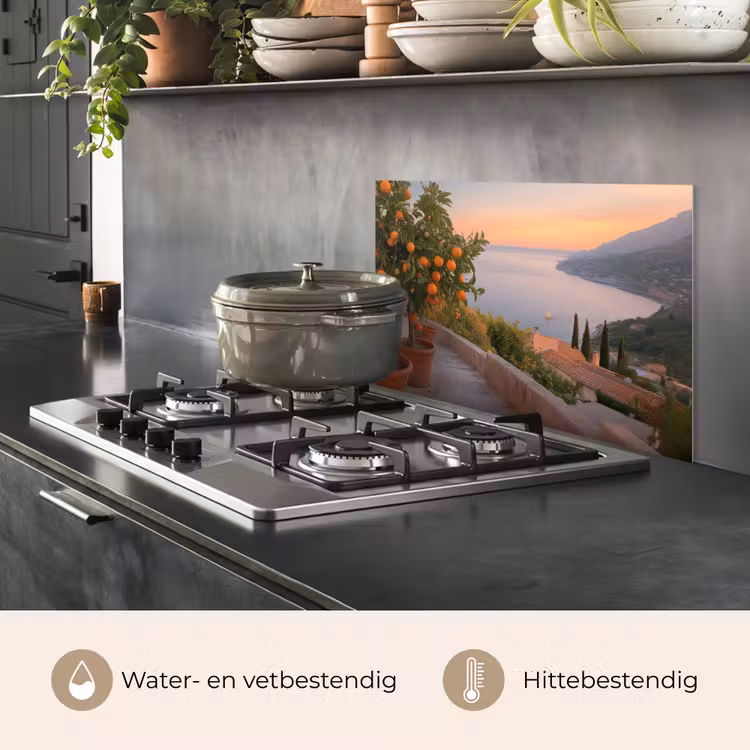 Spatscherm keuken - Middelandse zee - Sinaasappel - Heuvels - Zee — 7