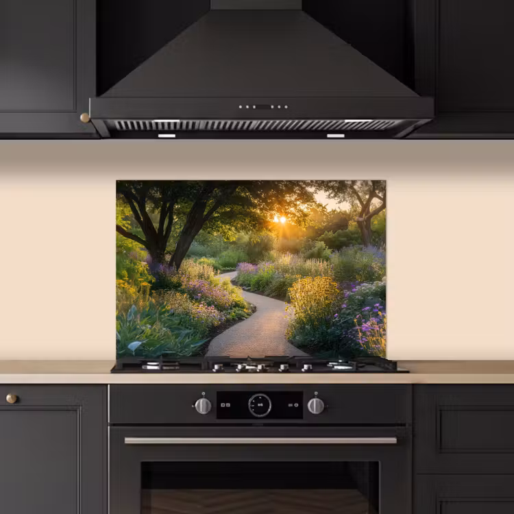 Spatscherm keuken - Pad - Bloemen - Park — 2