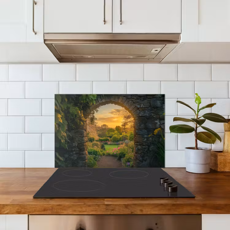 Spatscherm keuken - Poort - Planten - Zonsondergang — 6