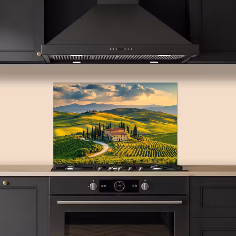 Spatscherm keuken - Toscane - Landschap - Wijngaarden — 2