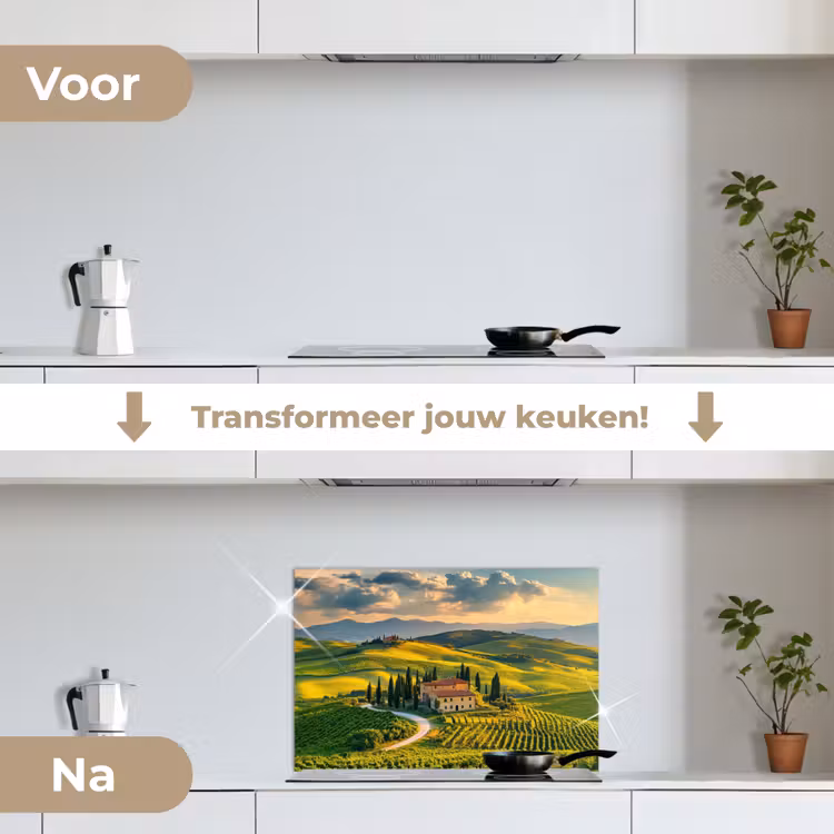 Spatscherm keuken - Toscane - Landschap - Wijngaarden — 3