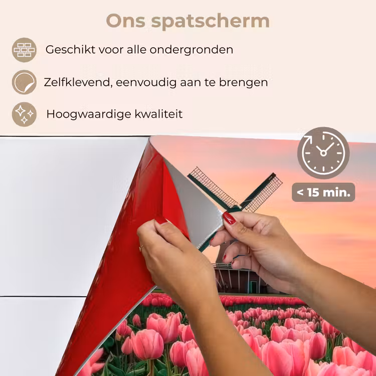 Spatscherm keuken - Tulpen - Molen - Nederland — 4