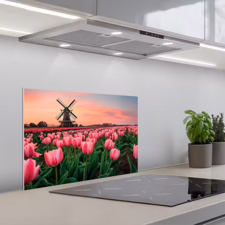 Spatscherm keuken - Tulpen - Molen - Nederland — 5