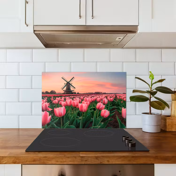 Spatscherm keuken - Tulpen - Molen - Nederland — 6