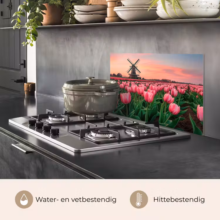 Spatscherm keuken - Tulpen - Molen - Nederland — 7