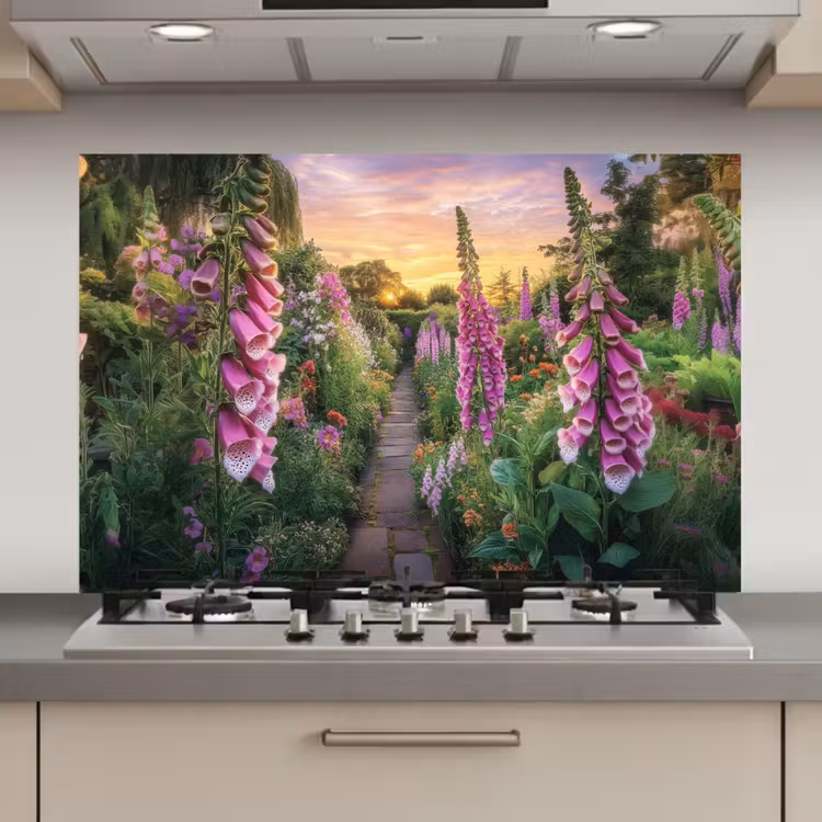 Spatscherm keuken - Vingerhoedskruid - Bloemen - Tuin — 1