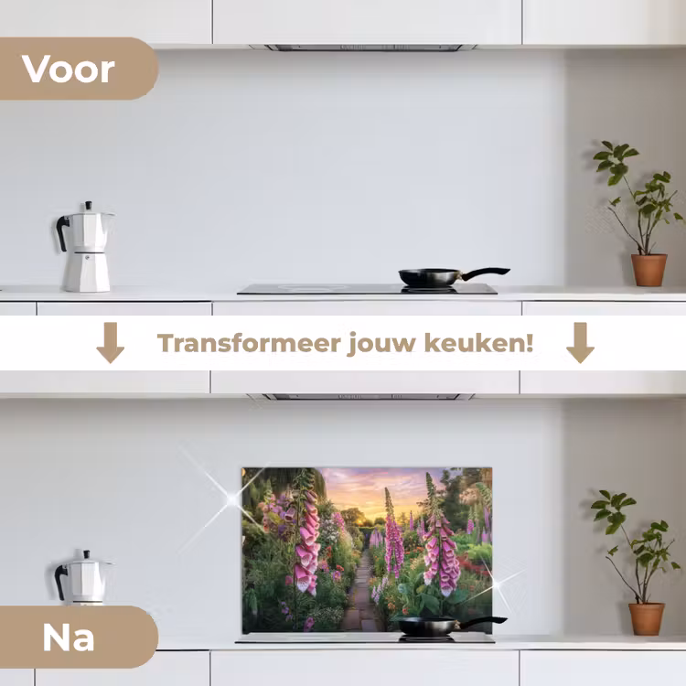Spatscherm keuken - Vingerhoedskruid - Bloemen - Tuin — 3
