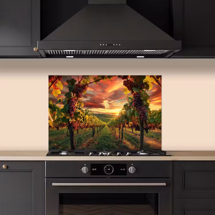 Spatscherm keuken - Wijngaard - Druiven - Zonsondergang — 2