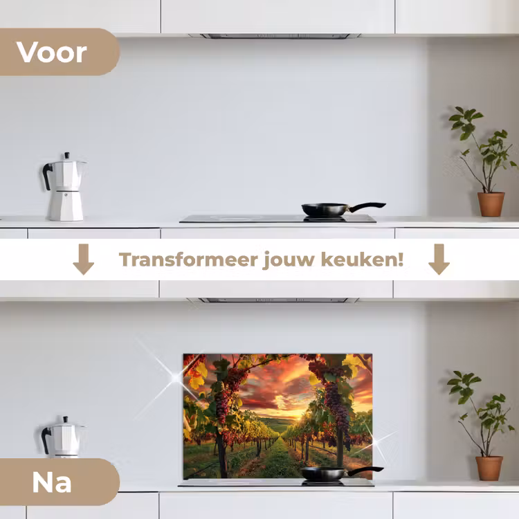 Spatscherm keuken - Wijngaard - Druiven - Zonsondergang — 3