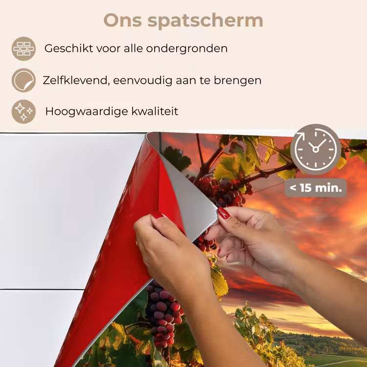 Spatscherm keuken - Wijngaard - Druiven - Zonsondergang — 4