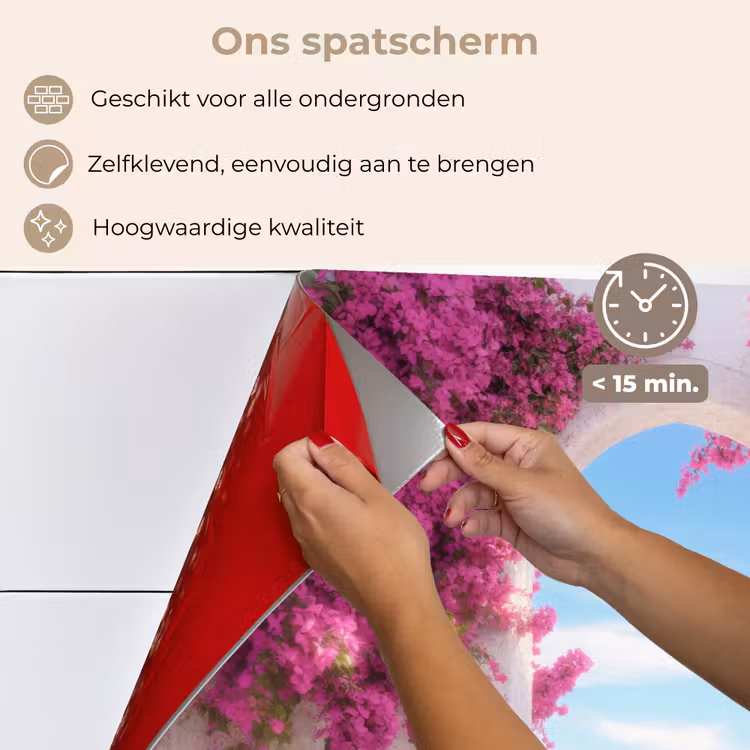Spatscherm keuken - Zee - Roze - Bloemen - Poort — 4