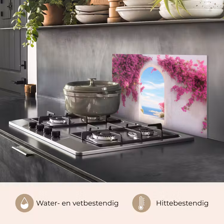 Spatscherm keuken - Zee - Roze - Bloemen - Poort — 7