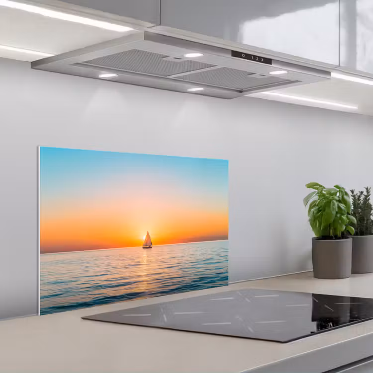 Spatscherm keuken - Zee - Zeilboot - Zonsondergang — 5
