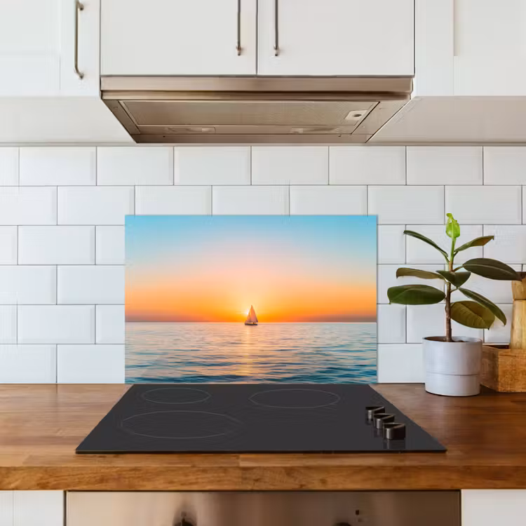Spatscherm keuken - Zee - Zeilboot - Zonsondergang — 6
