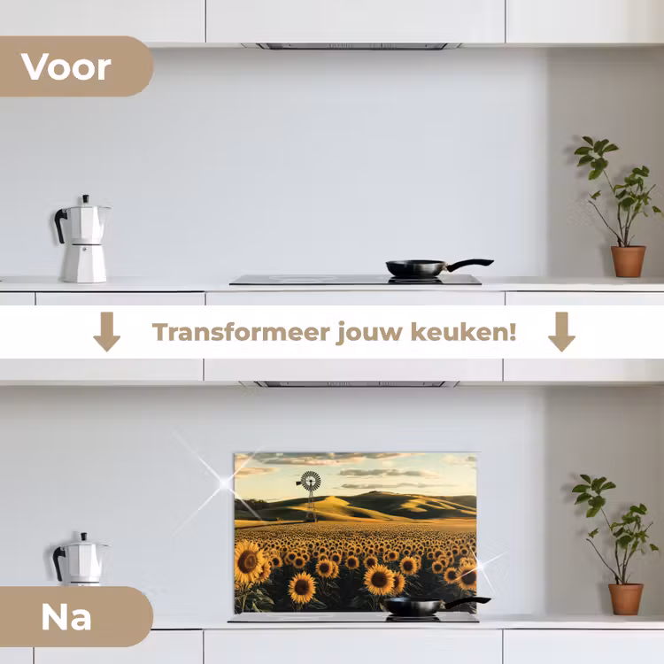 Spatscherm keuken - Zonnebloem - Veld - Windmolen — 3