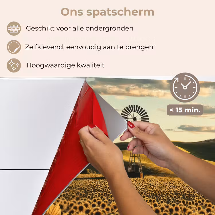 Spatscherm keuken - Zonnebloem - Veld - Windmolen — 4