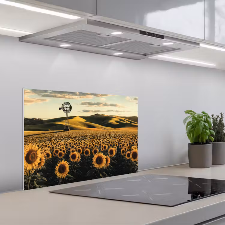 Spatscherm keuken - Zonnebloem - Veld - Windmolen — 5