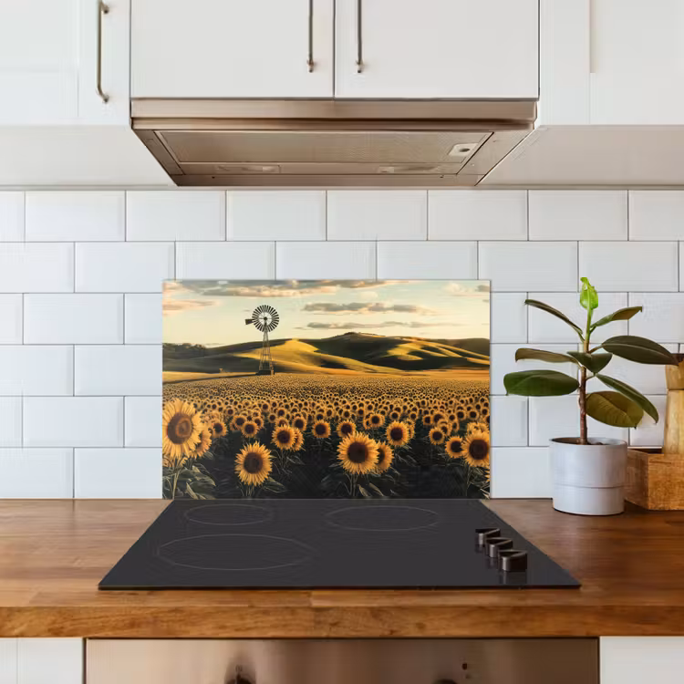 Spatscherm keuken - Zonnebloem - Veld - Windmolen — 6