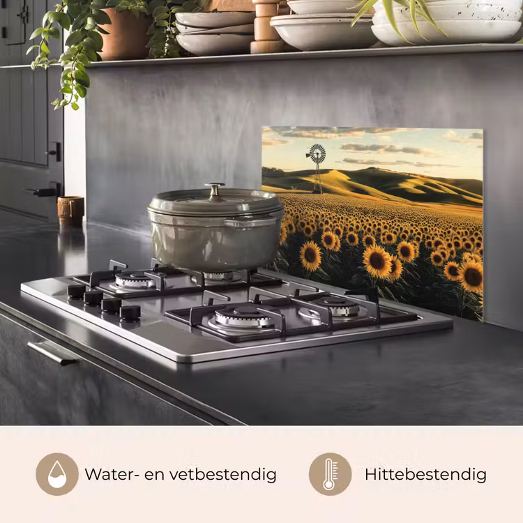 Spatscherm keuken - Zonnebloem - Veld - Windmolen — 7