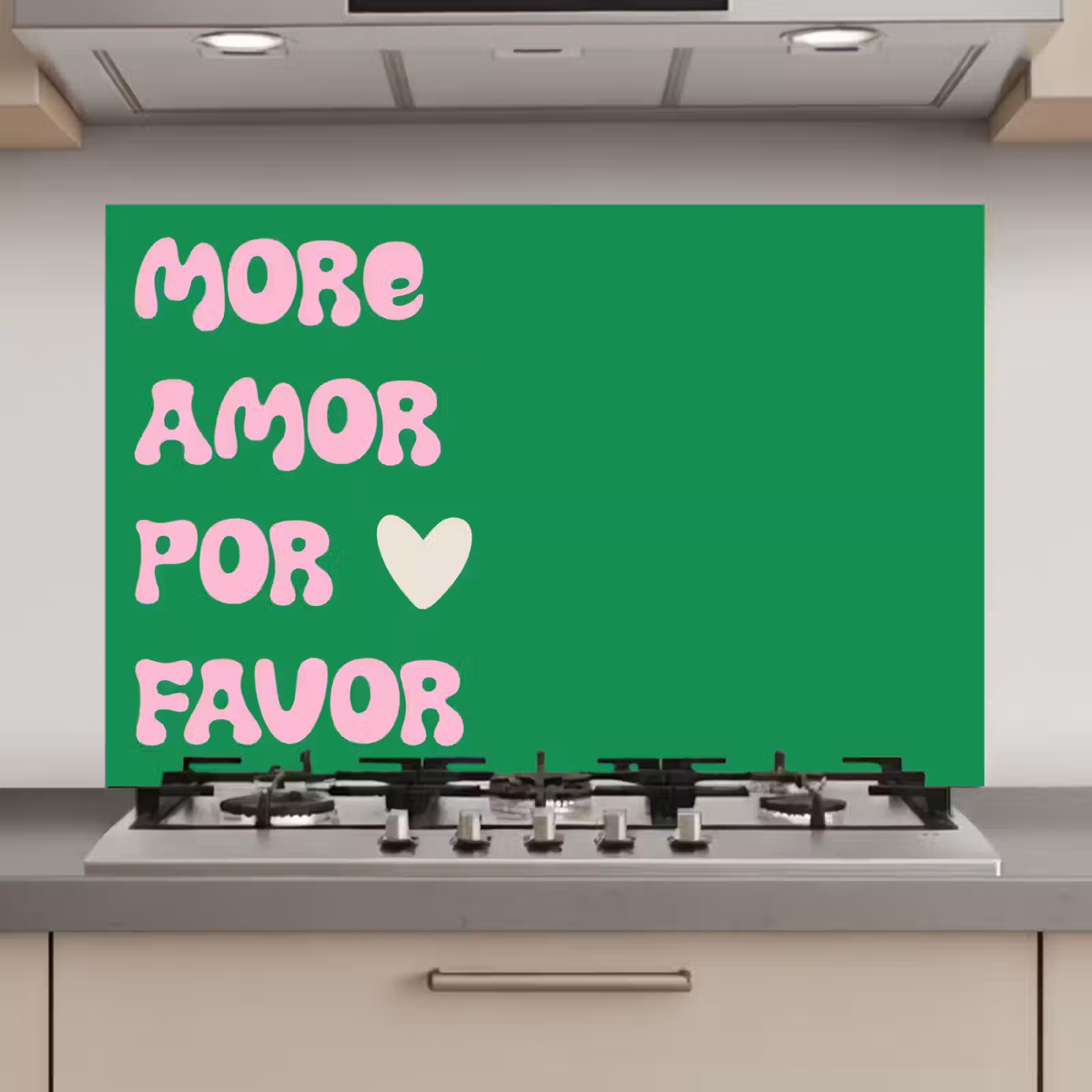 Spatscherm keuken - Amor - Valentijn - Groen - Tekst — 1